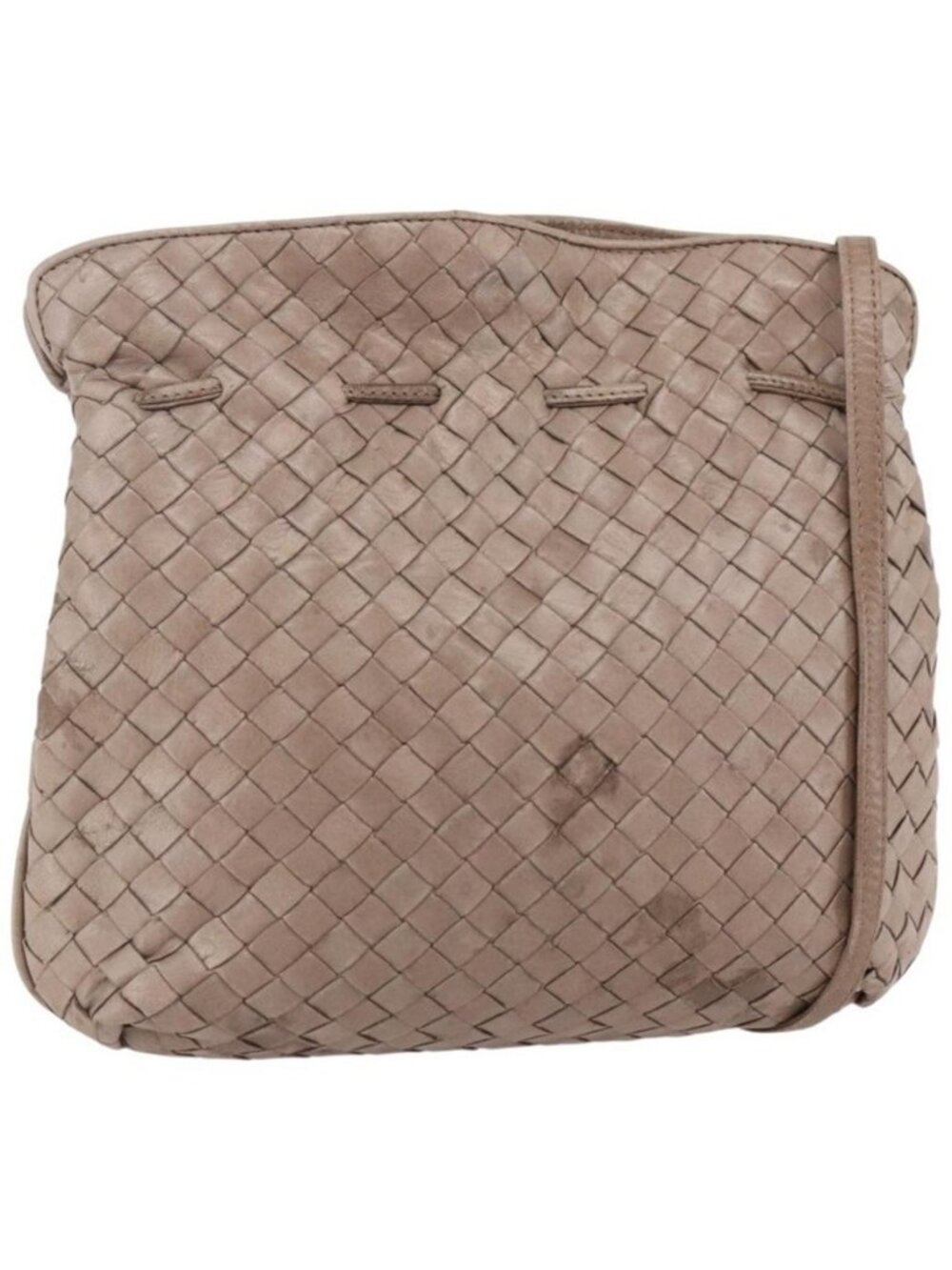 Authentic BOTTEGA VENETA INTRECCIATO Shoulder Bag Beige Gold